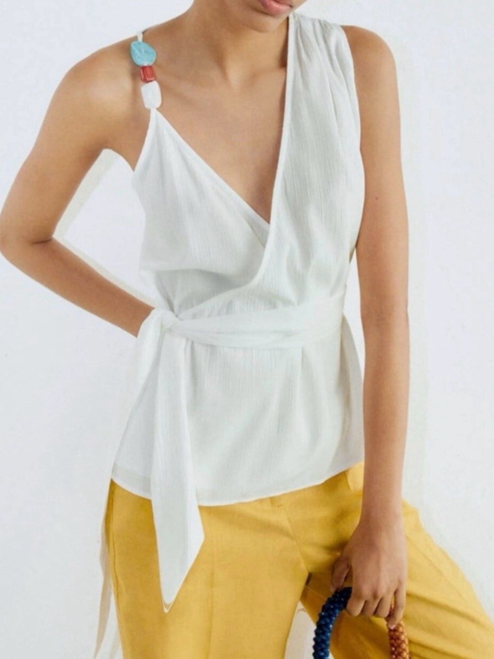 Zara NWOT Wrap Tank Top with Bead Strap